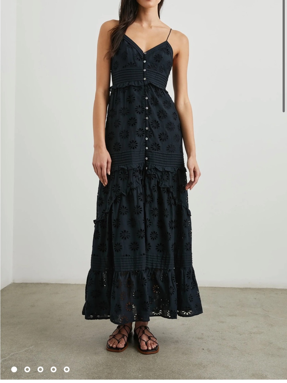 Rails Black Eyelet Maxi Dress with Spaghetti Straps